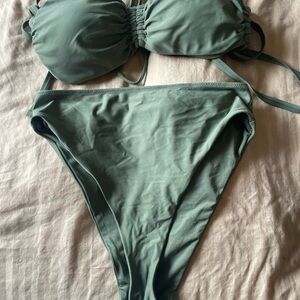 High Waisted Green Bikini Set